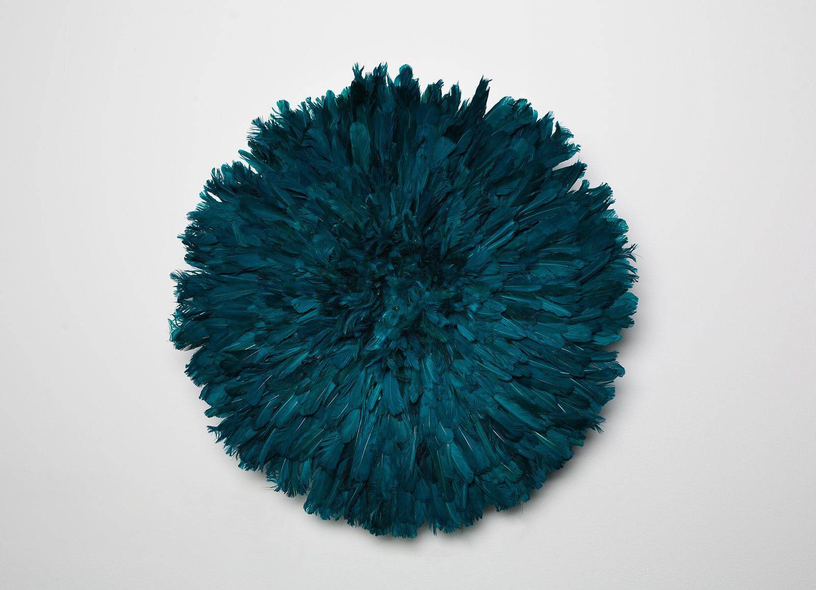 Handcrafted deep blue-green Juju hat for interior wall hanging